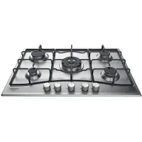 Ariston Hotpoint PCN 752 T/IX/HA Noir, Acier inoxydable Intégré 75 cm Gaz 5 brûleurs