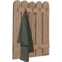 Mendler Portemanteau mural HWC-N95, panneau de vestiaire, paulownia 7 crochets 86x60cm naturel