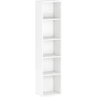HOMCOM Étagère cube colonne - bibliothèque - rangement 5 compartiments - dim. 30 x 24 x 133 cm - blanc