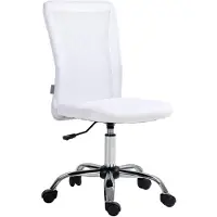 Vinsetto Chaise de bureau ergonomique fauteuil de bureau hauteur réglable piètement chromé pivotant 360° revêtement maille blanc