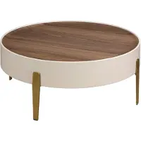 ANGEL CERDA SL Table basse ronde en noyer, bois beige et acier doré poli 2151