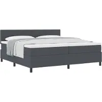vidaXL Lit boxspring gris foncé et blanc 200 x 200 cm en velours côtelé