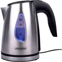 Mesko MS1351 Bouilloire électrique 1,0L, Arrêt automatique, Sans fil, Acier inoxydable sans BPA Argent
