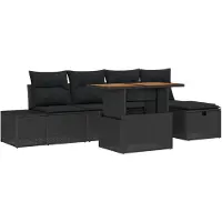 vidaXL Ensemble de canapés de jardin 6 pcs Noir Poly-Rotin