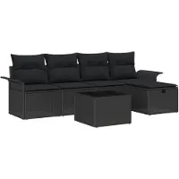 vidaXL Ensemble de canapé de jardin avec coussins 6 pcs noir poly rotin