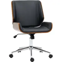 Vinsetto Chaise de bureau manager Vintage bois acier chromé noir