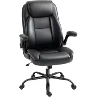 HOMCOM Fauteuil de bureau accoudoirs relevables cuir synthétique noir