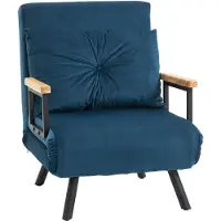 HOMCOM Fauteuil convertible 1 place chauffeuse 4 en 1 canapé convertible fauteuil lit avec dossier réglable en 5 positions, coussin inclus, canapé-lit 1 place pour invités, salon, charge 120 kg bleu
