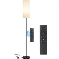 Rosikey Lampadaire LED de 160 cm avec abat-jour en lin, intensité réglable, télécommande et interrupteur au pied, minuterie, mode veilleuse, lumière LED blanc chaud, style rétro, salon