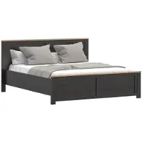Autre Cadre de lit King Size AUCUNE BOHOL - 180 x 200 cm, bord chêne sur noir