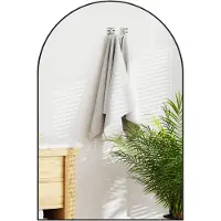 HOMCOM Miroir mural arqué, miroir de salle de bain, 60 x 90 cm, haute définition, avec cadre en alliage d'aluminium, pour chambre, salon, entrée, noir
