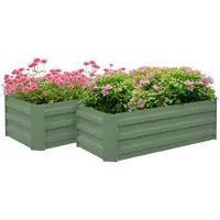 Outsunny Lot de 2 carré potager de jardin dim. 100L x 50l x 30H cm - tôle d'acier ondulée vert