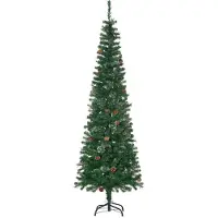 HOMCOM Sapin arbre de Noël artificiel 195 cm 556 branches avec 27 pommes de pin+ support pied pliable vert
