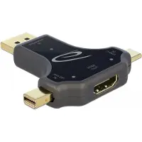 DeLOCK Adaptateur vidéo - 24 broches USB-C, Mini DisplayPort, DisplayPort mâle vers HDMI femelle