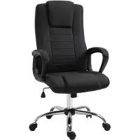 Vinsetto Fauteuil de bureau à roulettes chaise manager ergonomique pivotante hauteur réglable lin noir