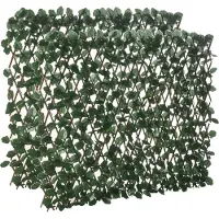 Outsunny Haie artificielle feuilles murale brise-vue 2 panneaux longueur ajustable 295 x 70 cm treillis extensible feuillage réaliste en PE vert