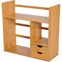 HOMCOM Étagère Livre Bureau Bibliothèque Étagère de Rangement Stockage Organisateur Bureau Cuisine Salle de Bain Bois de Bambou Naturel