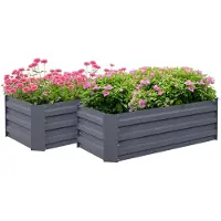 Outsunny Lot de 2 carré potager de jardin dim. 100L x 50l x 30H cm - tôle d'acier ondulée gris