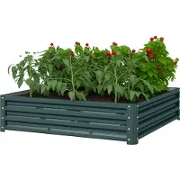 Outsunny Carré potager de jardin 120 x 120 x 30 cm acier galvanisée vert foncé