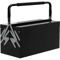 Durhand Boite à outils métallique - coffret à outils - caisse à outils 3 niveaux 5 plateaux rétractables - tôle acier noir