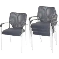 Mendler Lot de 4 chaises de conférence / visiteur Tulsa, empilable, tissu  siège gris, dossier gris