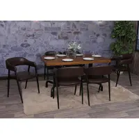 Mendler Lot de 6 chaises de salle à manger HWC-P29, chaise de cuisine, chaise à dossier, chaise rembourrée, style industriel rétro vintage, similicuir marron foncé