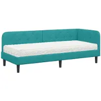vidaXL Cadre de lit d'angle turquoise 80 x 200 cm velours