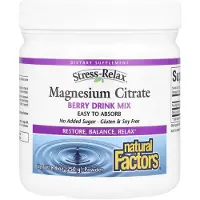 Natural Factors , Stress-Relax, Citrate de Magnésium, Mélange à Boire Saveur Baies, 8,8 oz (250 g)