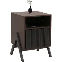 Mendler Table de chevet HWC-O40, commode, table d'appoint, armoire, tiroir, MDF, métal, mélamine, 59 x 40 x 40 cm aspect noyer