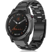 INF Bracelet de montre en titane pour Garmin Fenix 7X/6X/5X - 26 mm, noir