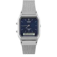 Casio Aq-230 30.0mm 3atm Quartz Analog-digital Watch Argenté