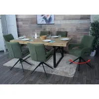 Mendler Lot de 6 chaises de salle à manger HWC-O78, chaise de cuisine, pivotante avec retour automatique, tissu/textile chenille (310 g/m²) Öko-Tex vert