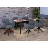 Mendler Lot de 6 chaises de salle à manger HWC-O77, chaise de cuisine, pivotante avec retour automatique, tissu (310 g/m²) chenille Oeko-Tex gris-bleu