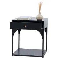 Mendler Table de chevet HWC-O88, commode, table d'appoint, table de nuit, tiroir métallique 50 x 43 x 41 cm noir