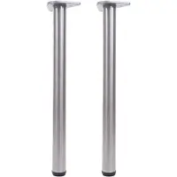 Mendler lot de 2 pieds de table HWC-H36, pour bureau Pied de table de salle à manger, 73cm Aspect inox