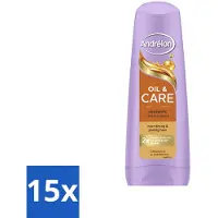 Unilever 15 flacons de revitalisant Andrélon Oil & Care pour cheveux secs et crépus, 200 ml - Pack économique - 15 pièces