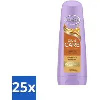 Unilever 25 flacons de revitalisant Andrélon Oil & Care pour cheveux secs et crépus, 200 ml - Pack économique - 25 pièces