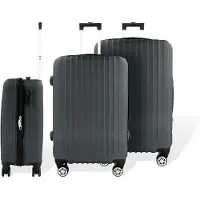 Hoffmans set de 3 valises rigides en ABS "Travel" Trolley serrure à combinaison valise système de roulettes 360 degrés avec 4 roues doubles noir