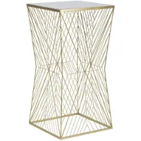 Mauro Ferretti Table De Téléphone Lines 4 Glam En Métal Doré Avec Plateau En Verre Miroir - Design Géométrique - Style Glamour 1427780000