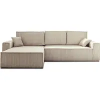 Best Mobilier Dellia - canapé d'angle réversible convertible - avec coffre - en velours côtelé - 4 places , Beige