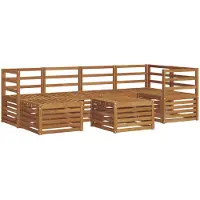 vidaXL Ensemble de salon de jardin , 7 pièces, en polyester naturel