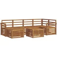 vidaXL Ensemble de salon de jardin , 7 pièces, en polyester naturel
