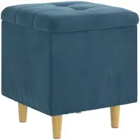 vidaXL Pouf de rangement avec coussin Bleu 40 x 40 x 45 cm Velours