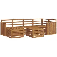 vidaXL Ensemble de salon de jardin , 7 pièces, en polyester naturel