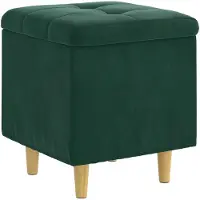 vidaXL Coffre de rangement en forme d'ottomane, vert foncé, 40 x 40 x 45 cm, en velours