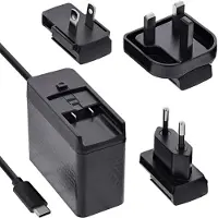 InLine Bloc d'alimentation TravelCharge USB-C 140 W, GaN, câble fixe, UE/Royaume-Uni/États-Unis, noir