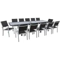 HABITAT ET JARDIN Table extensible et chaises de jardin en aluminium "Lagos" - 200/320 x 105 x 76 cm - 12 chaises - Noir