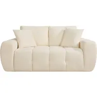 HABITAT ET JARDIN Canapé droit en tissu style bubble "Léonie" - 2 places - Beige