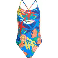 Adidas Mexicana Florals Tie-back Swimsuit Bleu 38 Femme