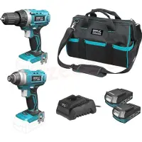 Dedra Clé À Chocs Set D'outils Sans Fil 18V, Sas+All Ded7014 Perceuse/Visseuse, Visseuse D'écrous À Chocs, 2X Batterie Rechargeable 2.0Ah, Chargeur, Sac 16